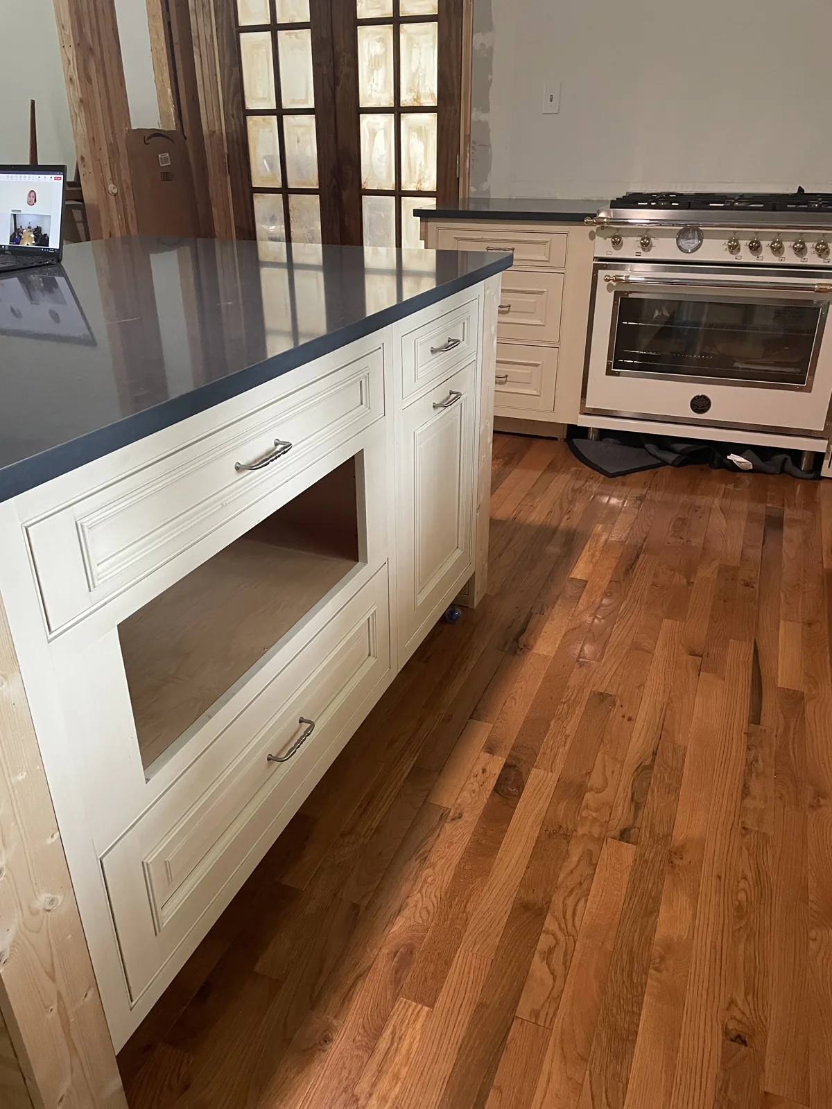 Close-up of detailed kitchen island finish work